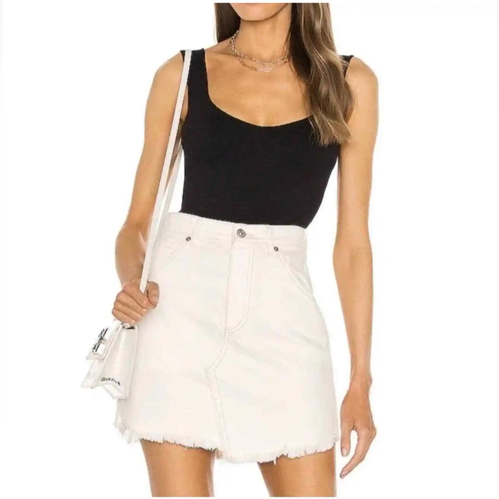 NWT Free People We The Free Brea Cut Off Mini Skirt Deco White Size 24